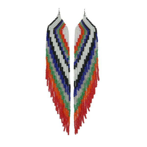 Beaded Long Fringe Earrings