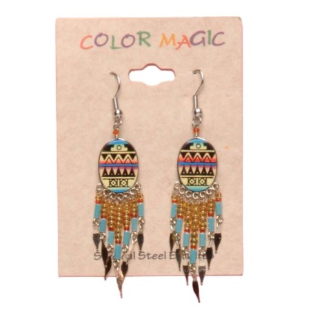 Painted earrings — Czech beadwork
