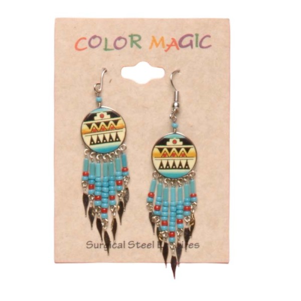 Painted earrings — Czech beadwork